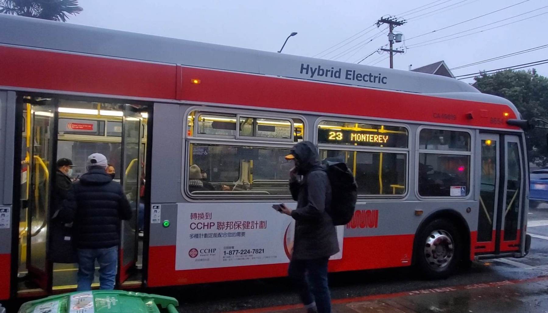 Bus and passengers