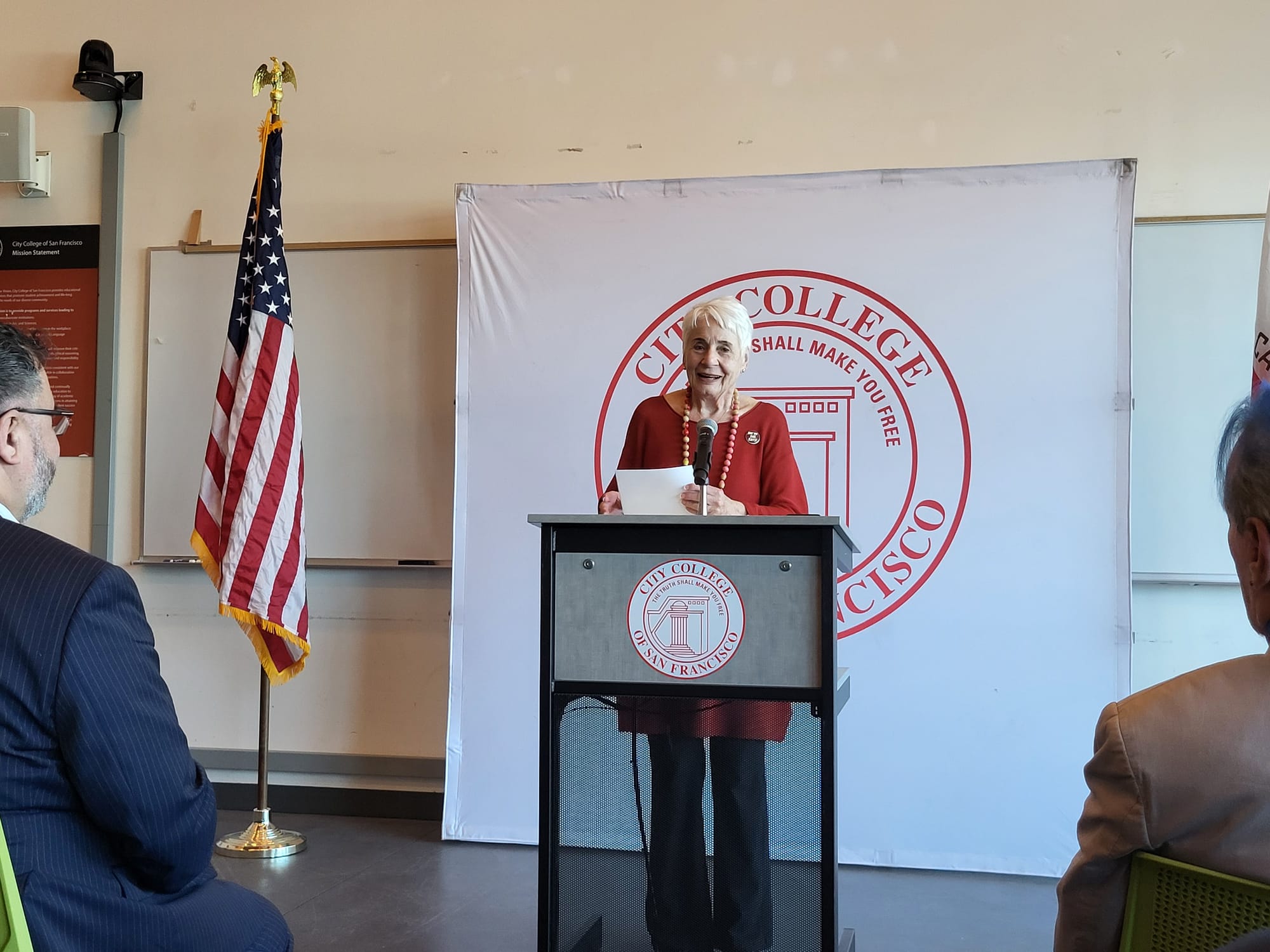 Woman at podium 
