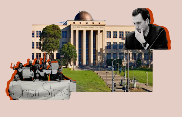 Illustration of City College with people