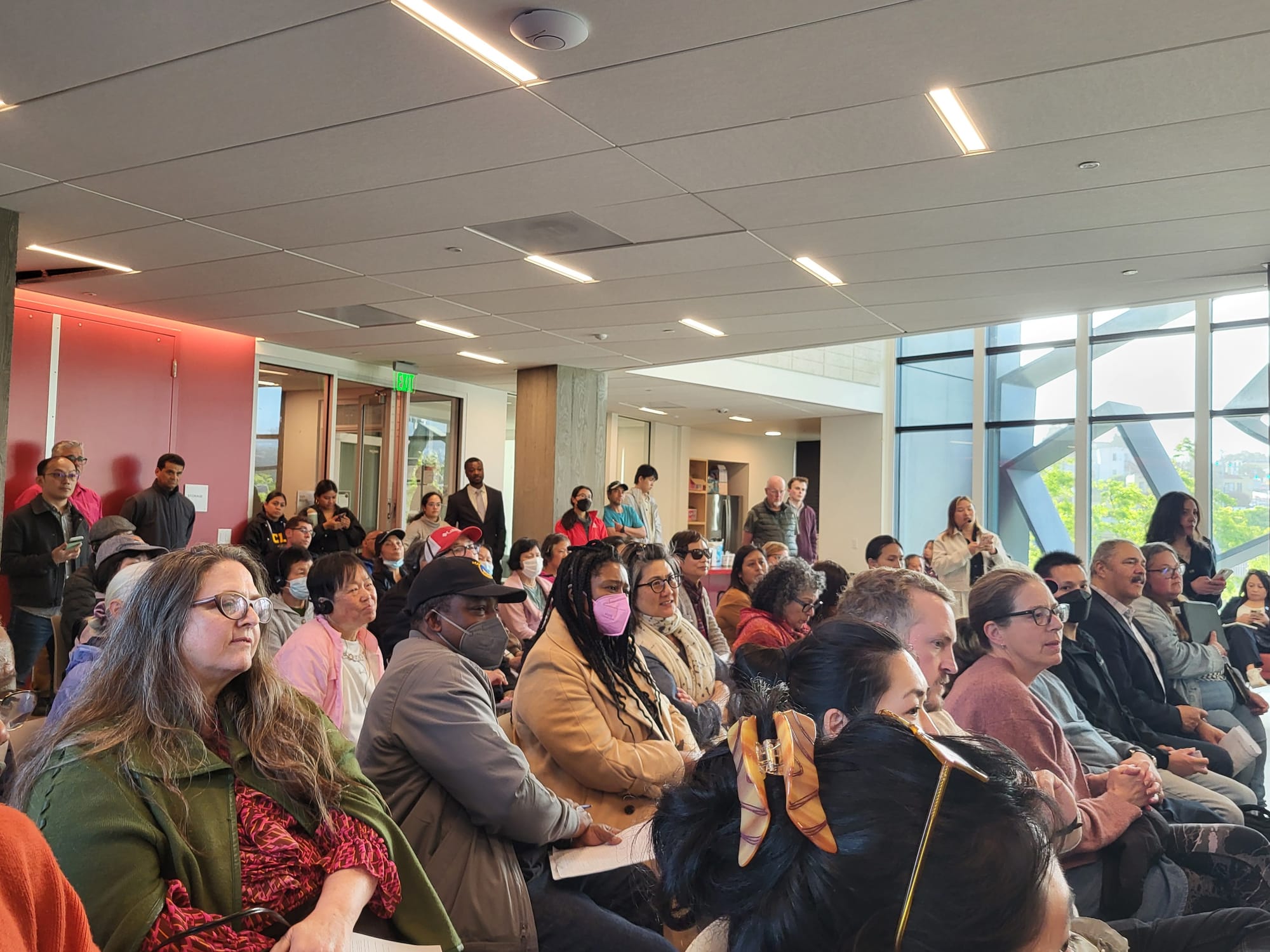 Seated crowd.