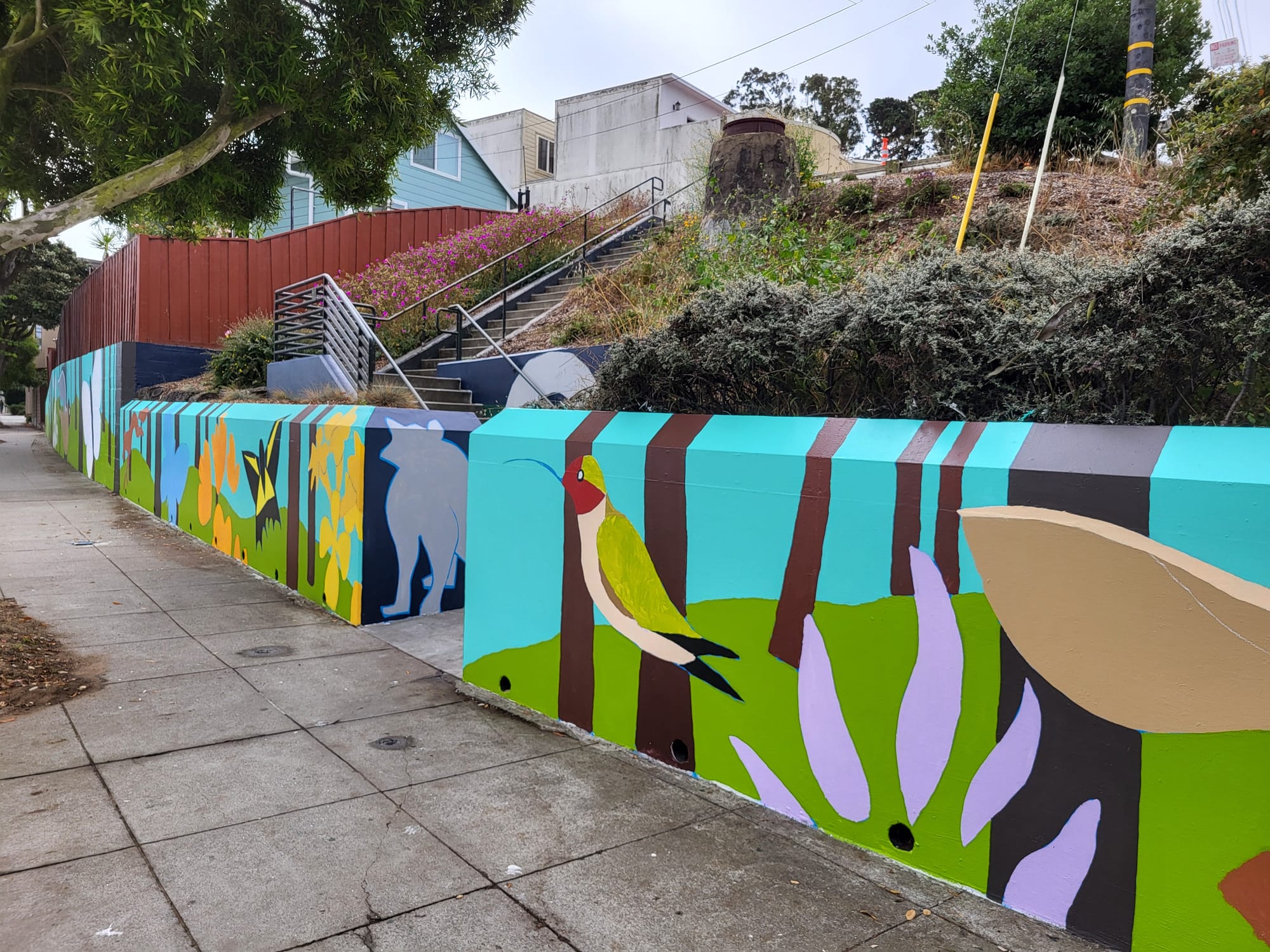 Retaining wall mural.
