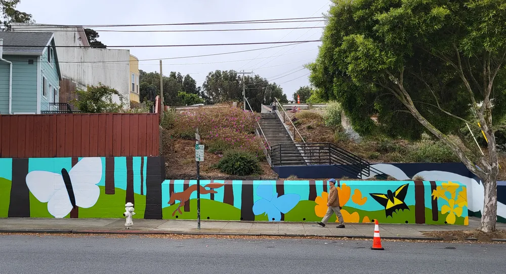 Mural on wall.