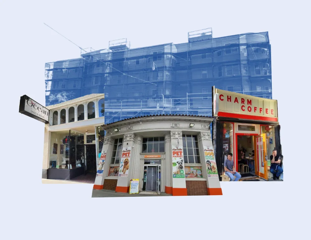 Illustration of storefronts.