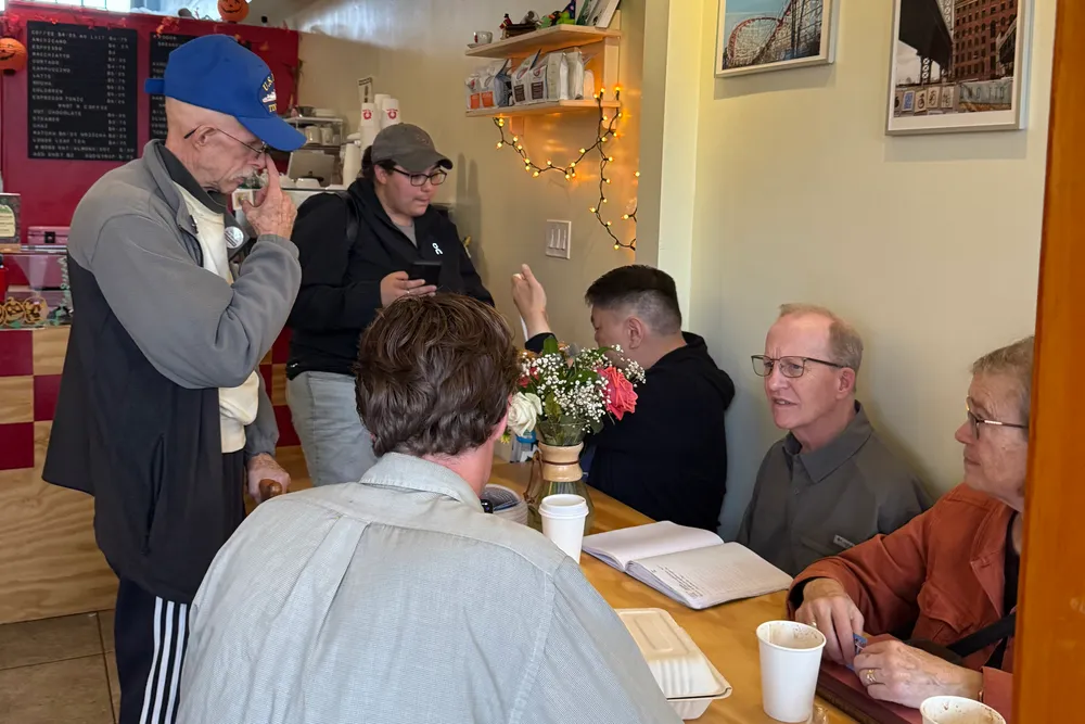 People in a cafe.