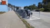 Bike rental station on street.