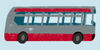 A hand-drawn photo of a bus against a light blue background.