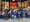 Grocery store workers gather for a photo.