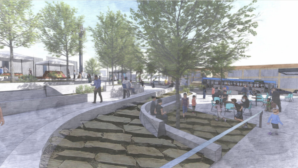 Balboa Park Station plaza rendering of plantings